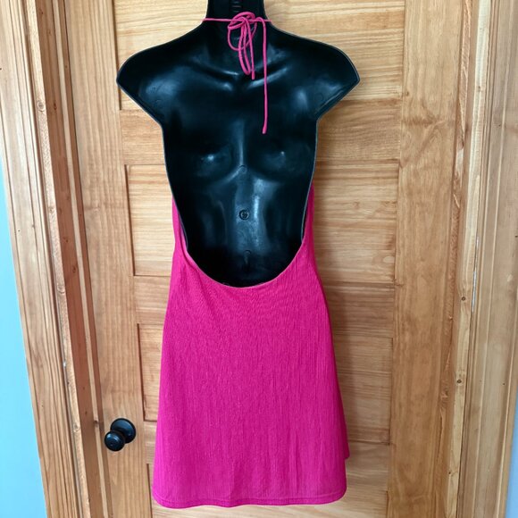 Superdown Revolve Sparkly Hot Pink Halter Mini Dress Women's size M - Picture 7 of 9
